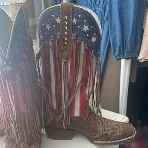 J.B. Dillon Patriotic Fringe Heeled Boots